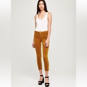 L'AGENCE IVY MARGOT VELVET IN GOLD JEANS SIZE 25